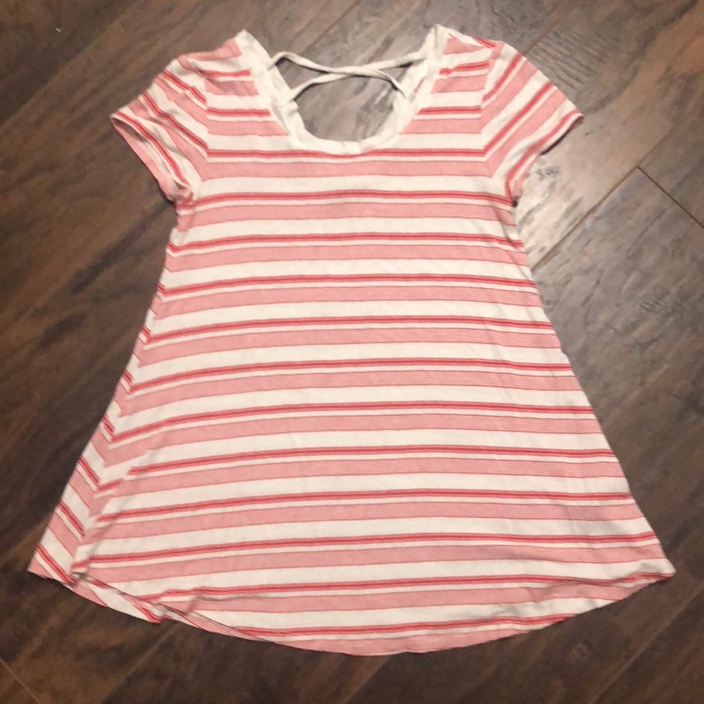 Red and white Striped tee